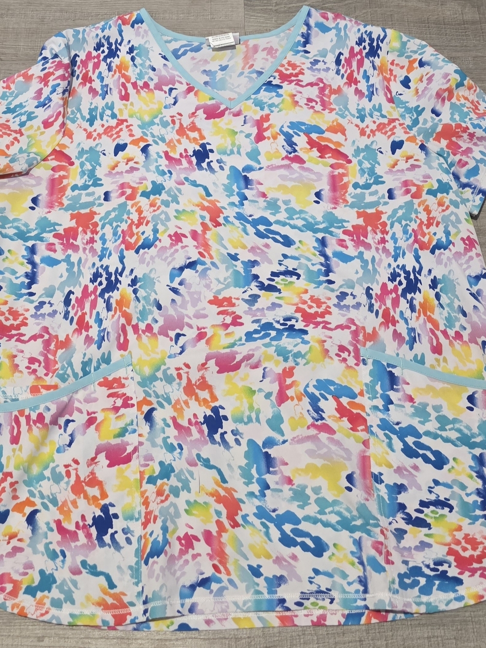 Colorburst V-Neck Scrub Top - Multicolor